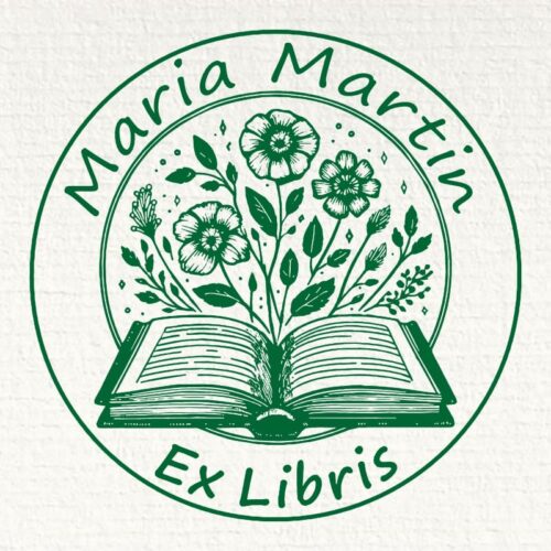 Sello ex libris libro con margaritas