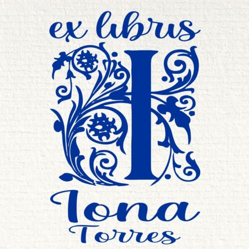 Sello ex libris inicial I con nombre personalizado