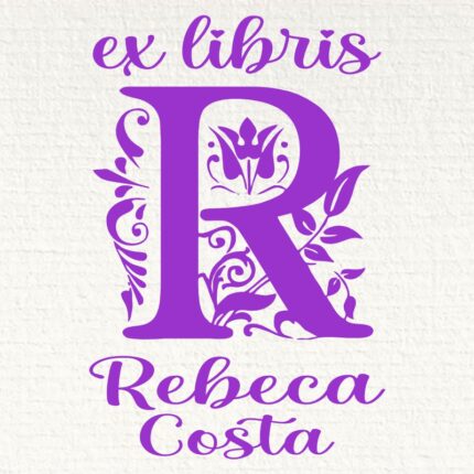 Cachet ex-libris Initiale R avec nom personnalisé