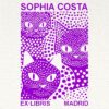 Sello ex libris tres gatos