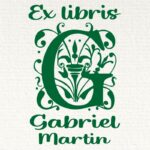 Sello ex libris inicial g con nombre personalizado