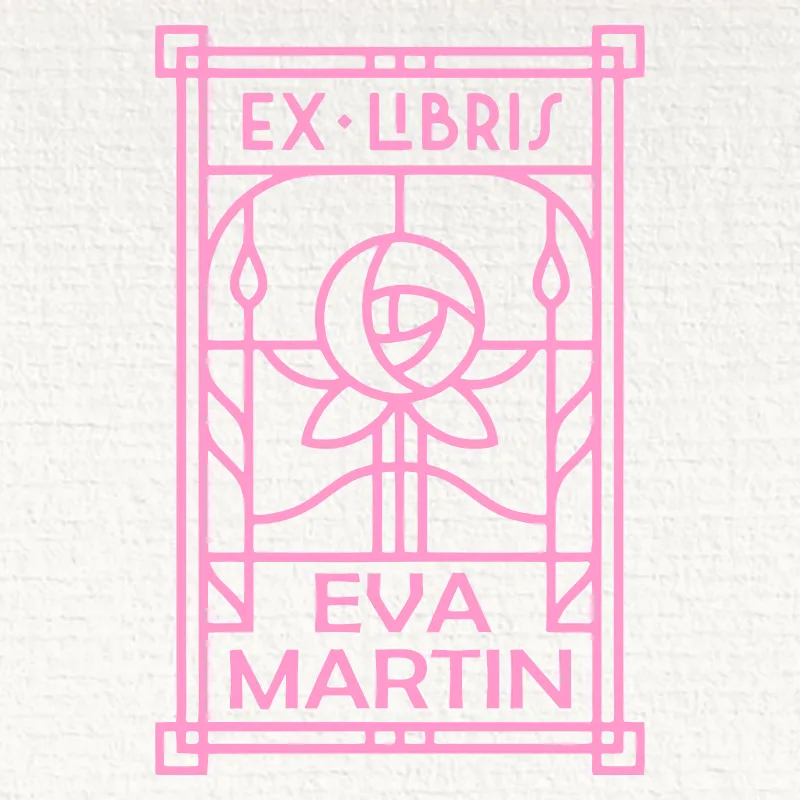 Sigillo Ex Libris Rosa Incorniciato